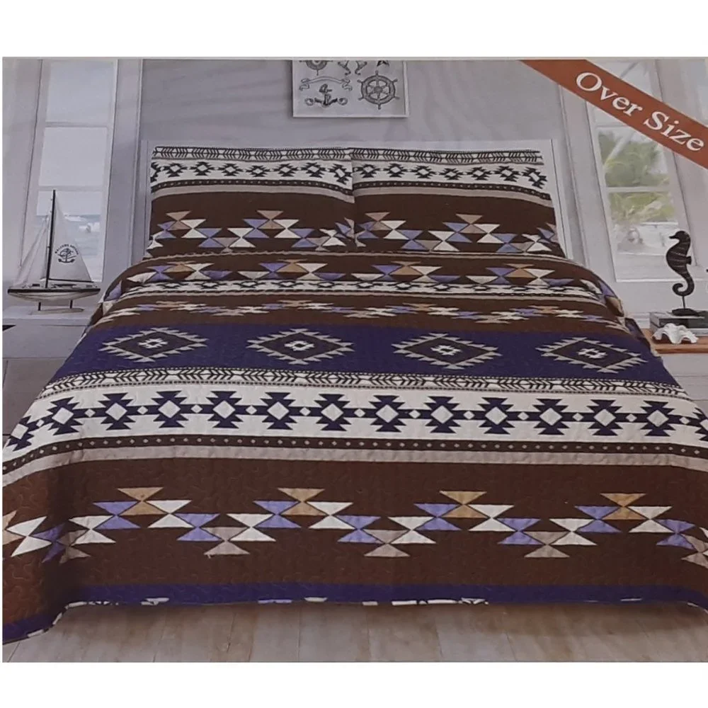 Southwestern Aztec print Quilted Bedspread 3 Piece Set